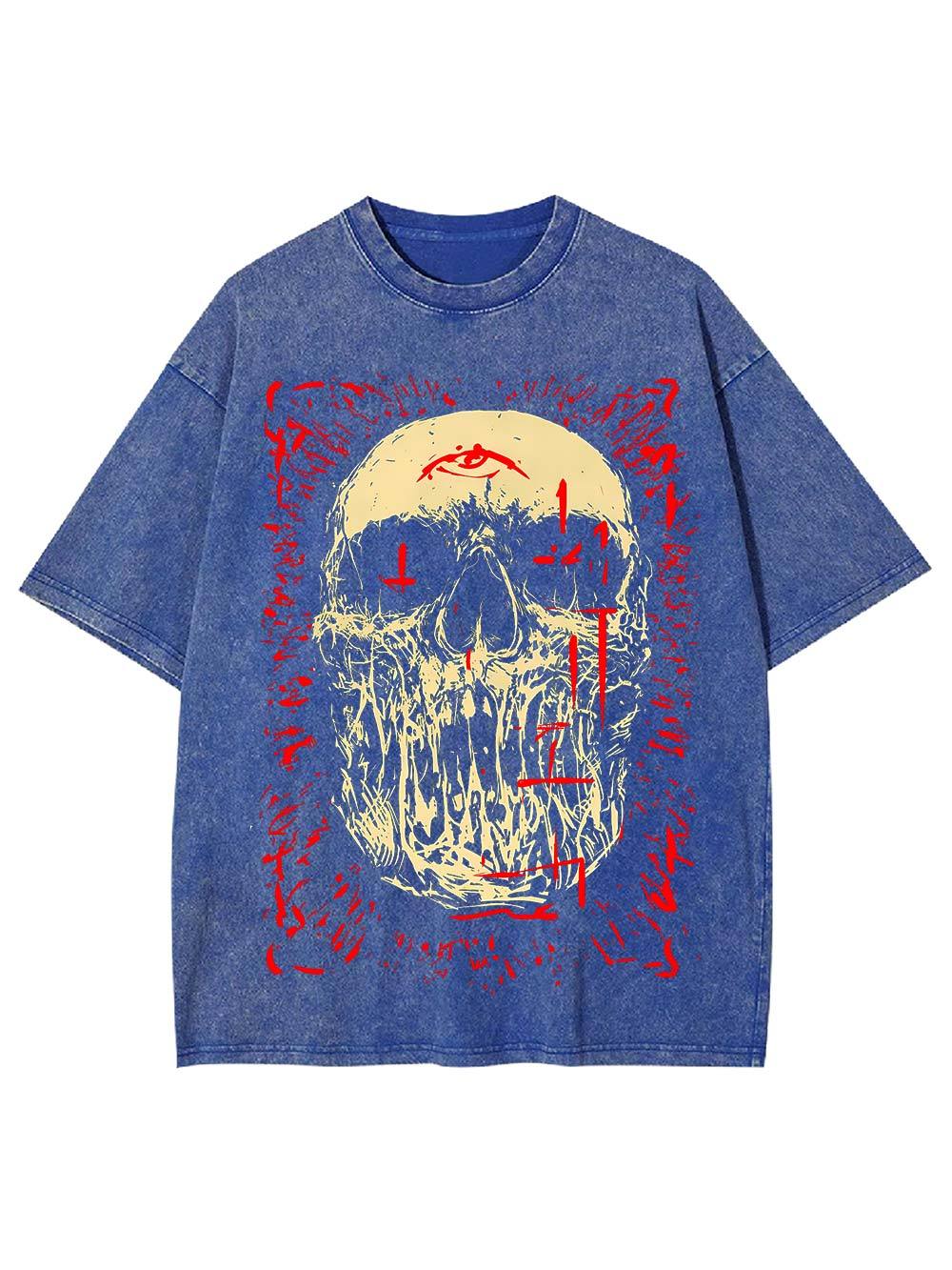 Third Eye Skull Washed Tshirt-ClassyOutlaw Sale