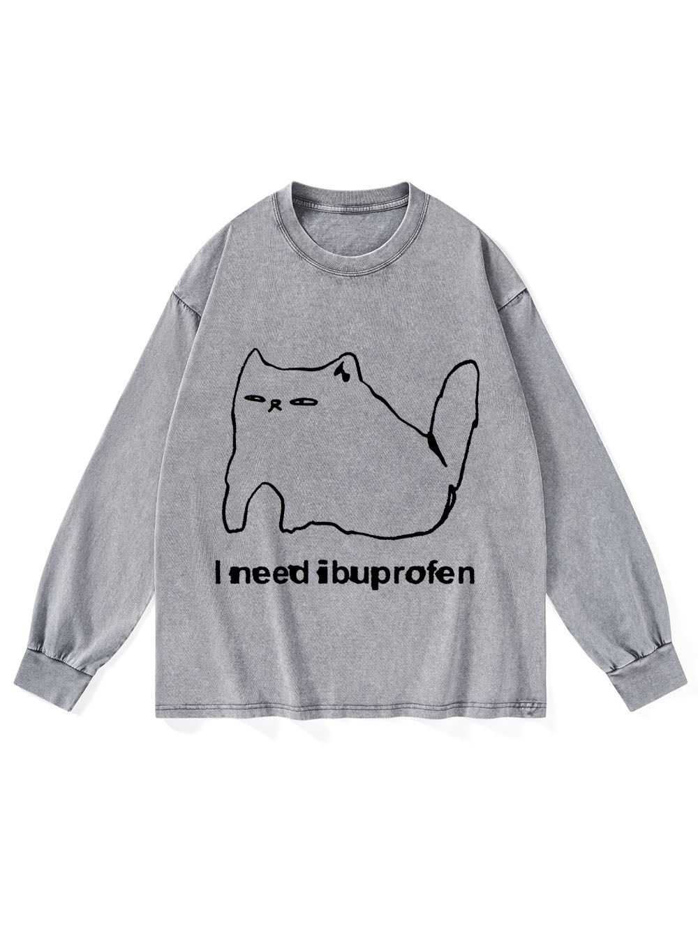 Ibuprofen Cat Washed Long-Sleeve Tshirt