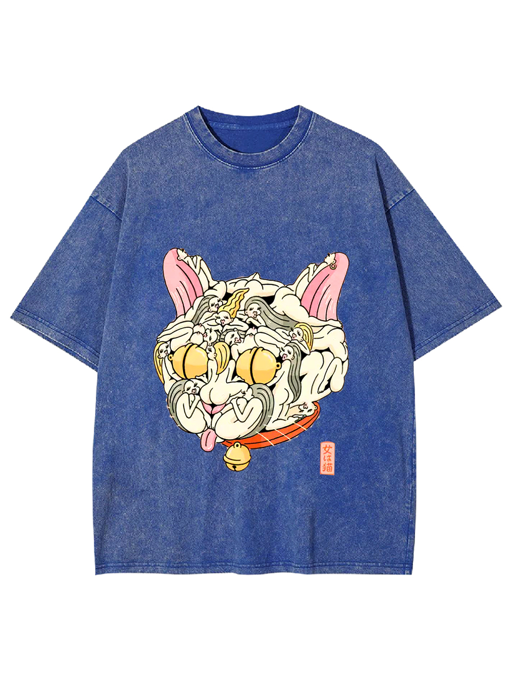 Cat of Many Faces Washed Tshirt