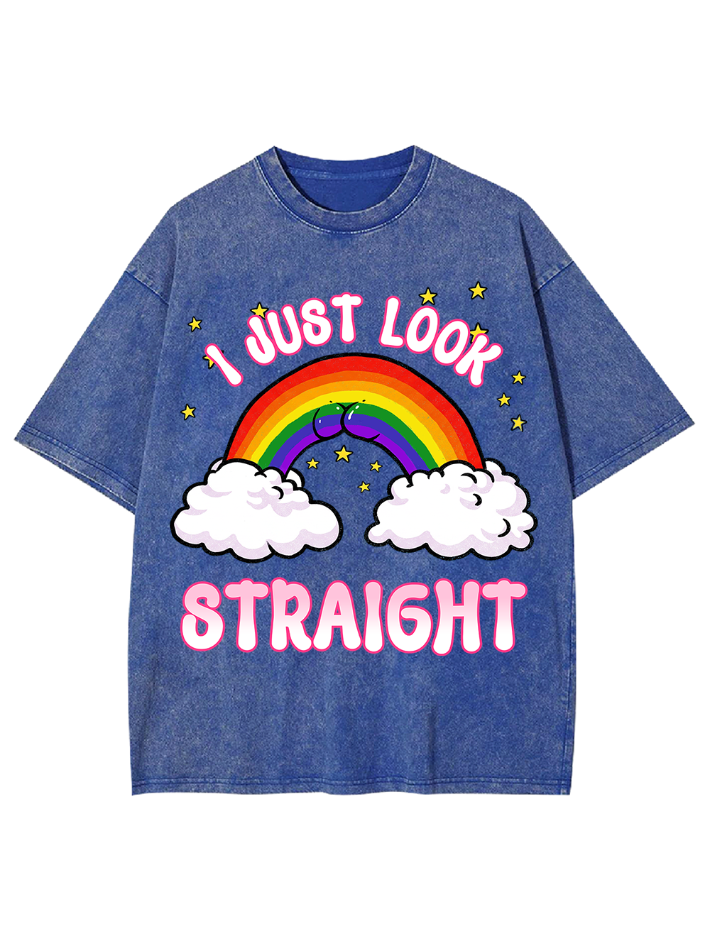 I JUST LOOK STRAIGHT AAA WASHED TSHIRT