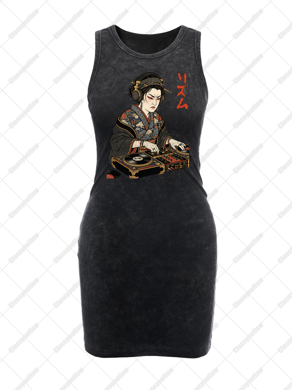 GEISHA DJ RHYTHM VINTAGE BODYCON TANK DRESS