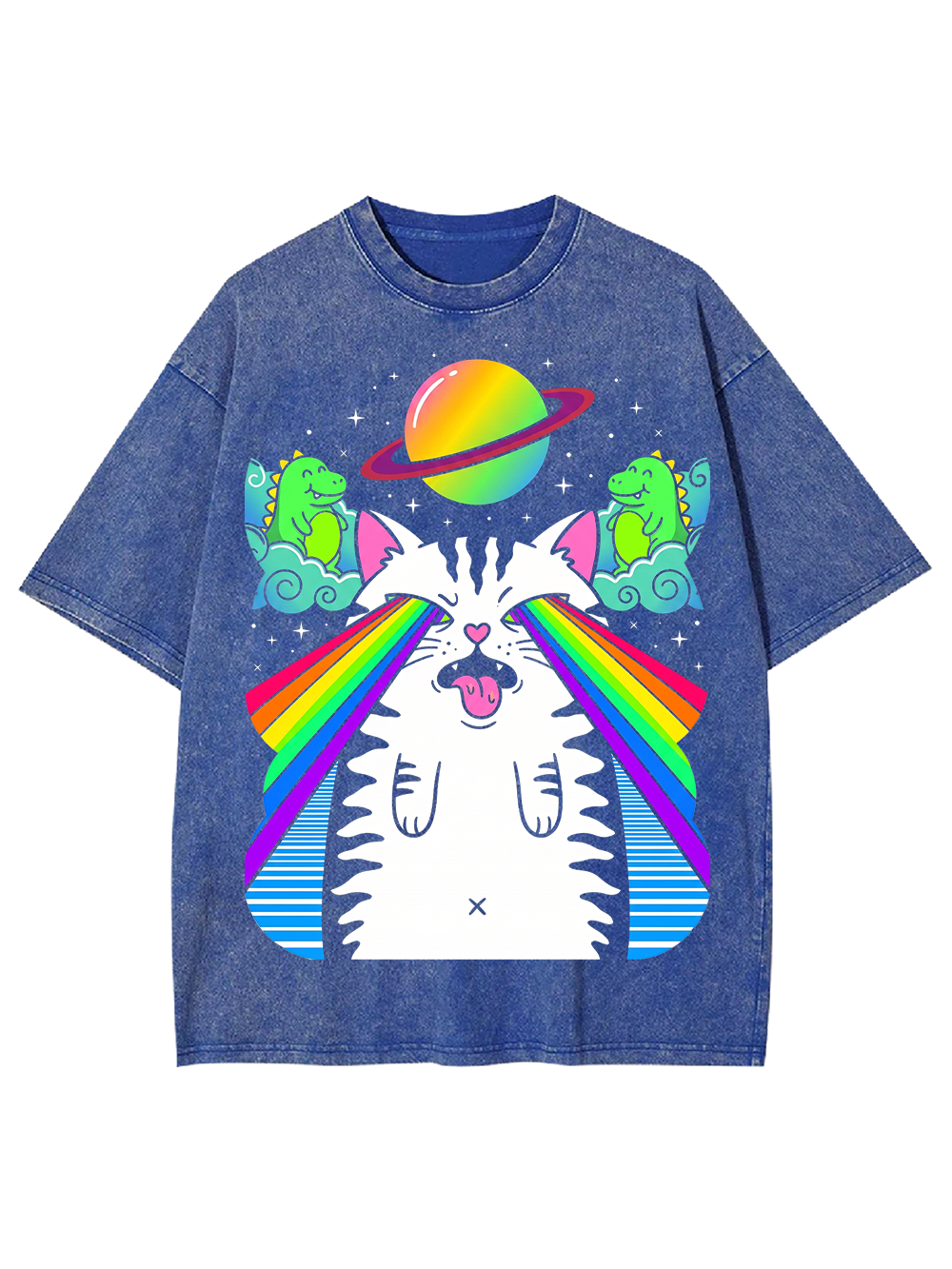 RAINBOW SPACE CAT AAA WASHED TSHIRT