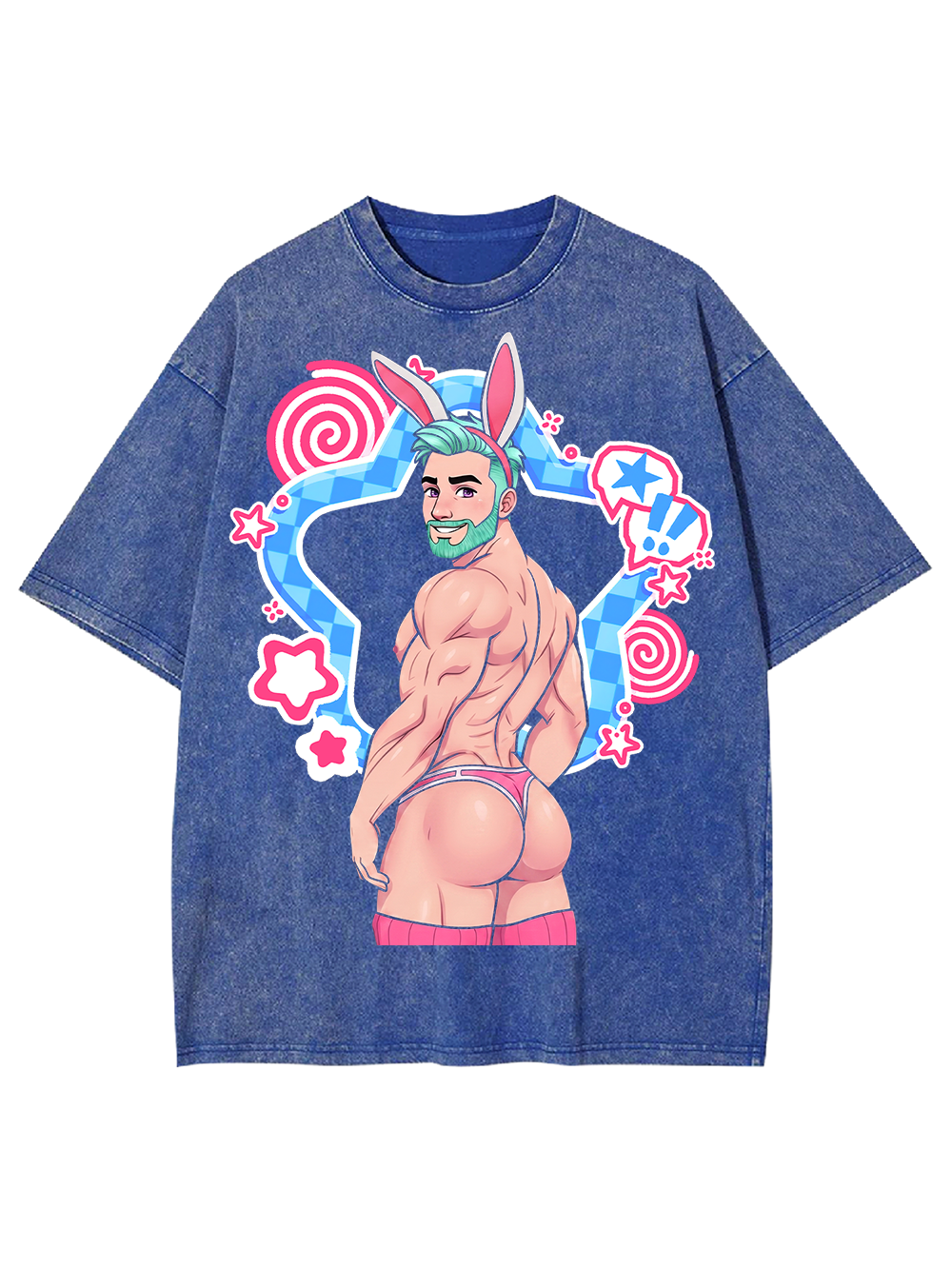 PINK BUNNY HUNK AAA WASHED TSHIRT