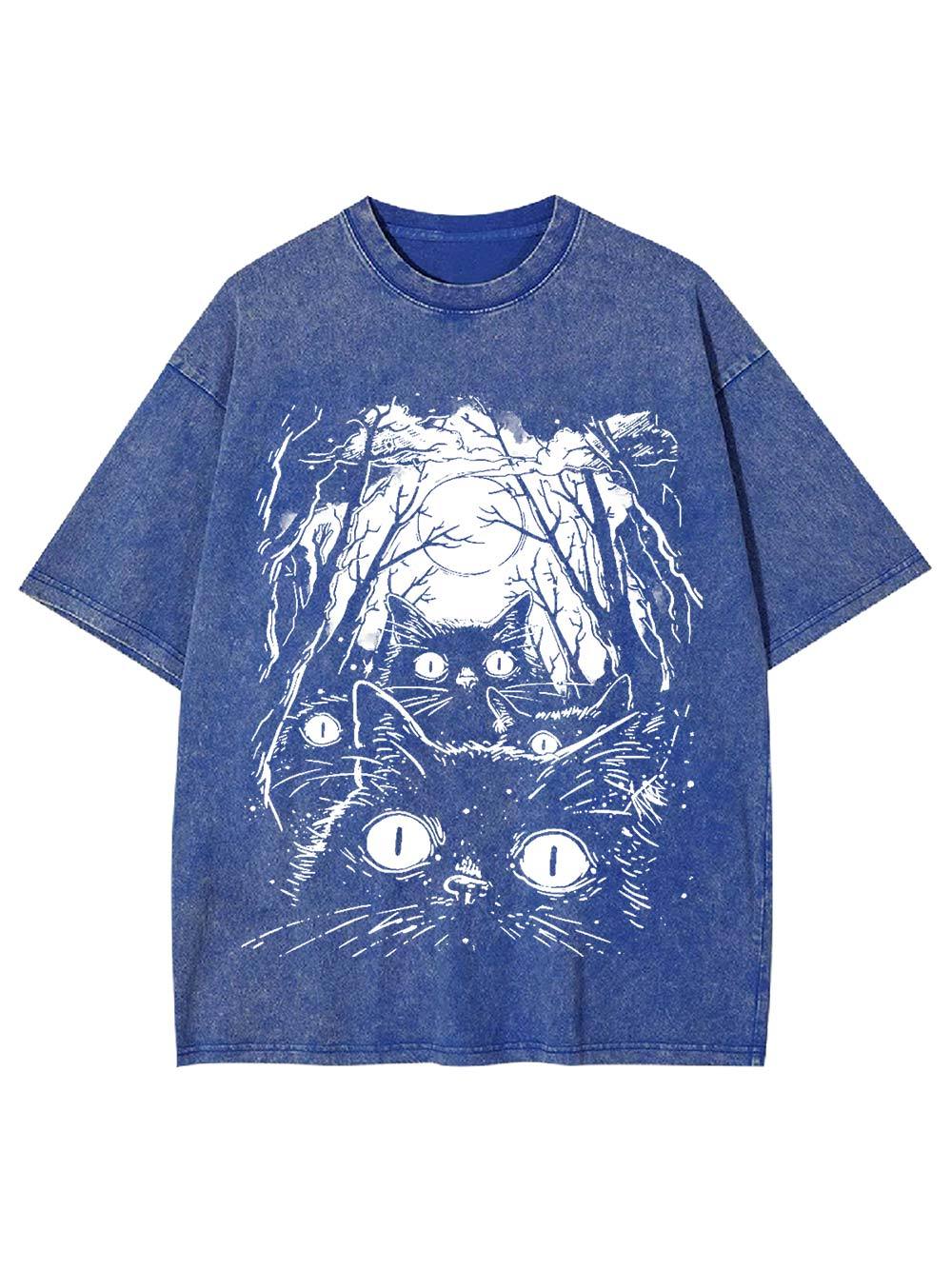 Moonlit Cat Gaze Washed Tshirt
