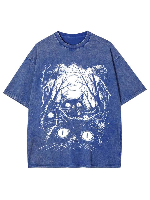 Moonlit Cat Gaze Washed Tshirt