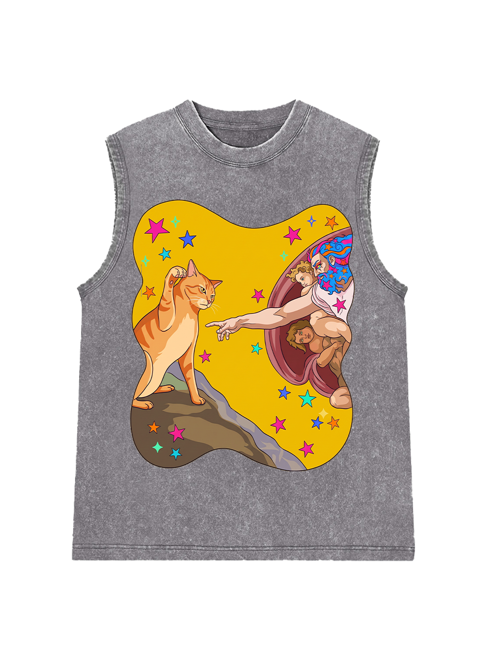 GOD CAT TOUCH WASHED TSHIRT AAA WASHED TANK
