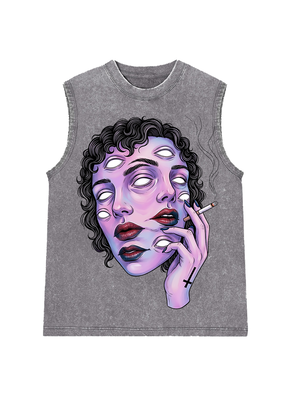 SURREAL MULTI-EYED FACE AAA WASHED TANK