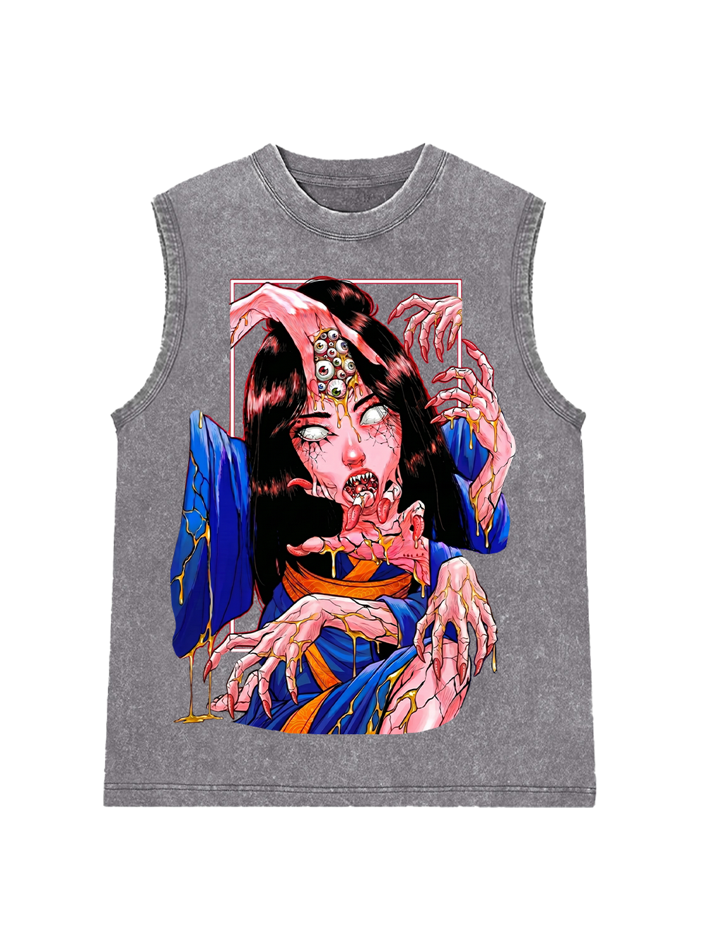 SURREAL MUTATION MULTI‑EYE GIRL AAA WASHED TANK