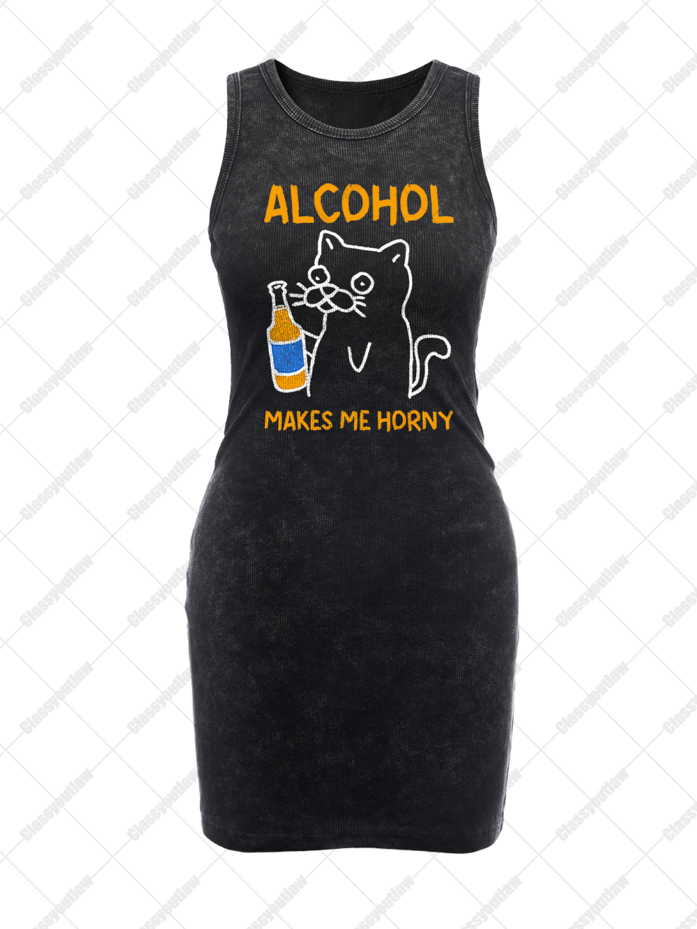 ALCOHOL MAKES ME HORNY VINTAGE BODYCON TANK DRESS