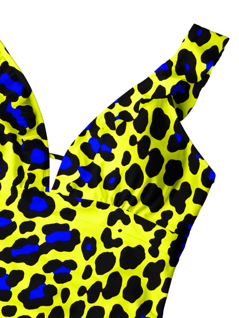 NEON YELLOW LEOPARD V-NECK ONE PIECE SWIMSUIT