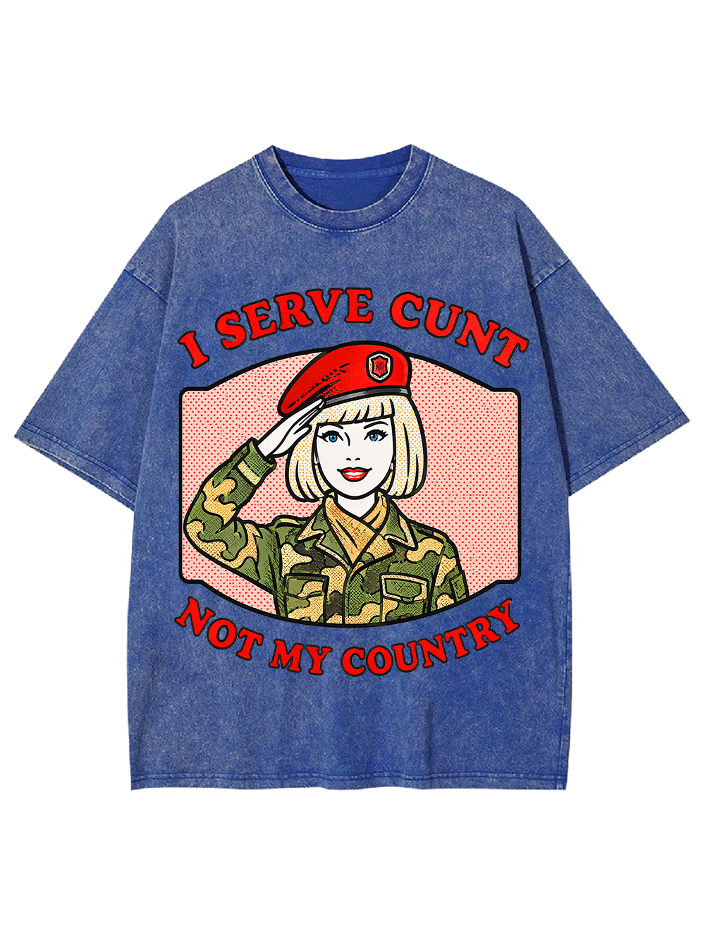 ARMY GIRL SLOGAN AAA WASHED TSHIRT