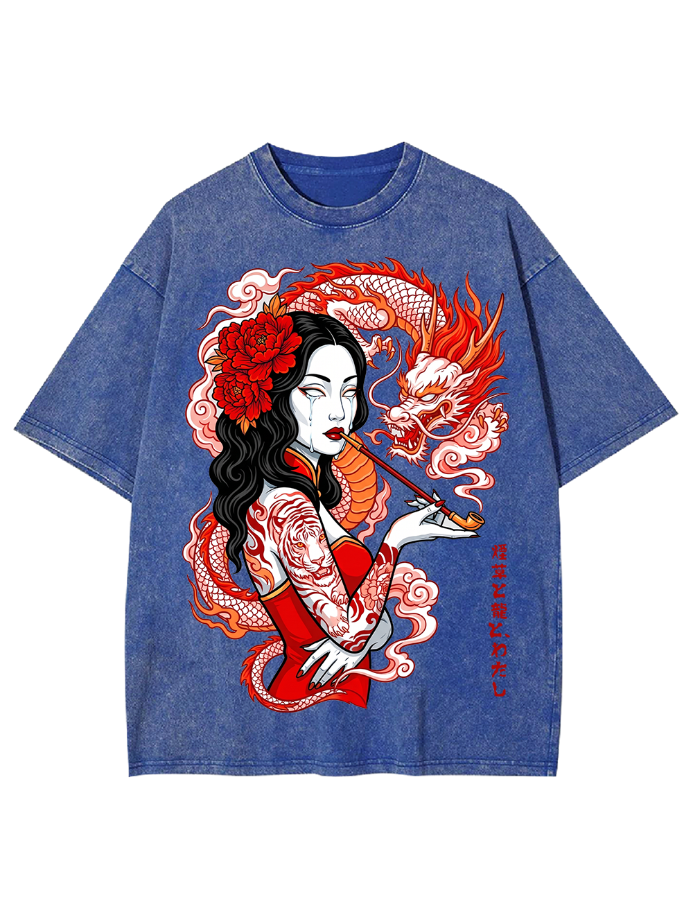 DRAGON TATTOO LADY AAA WASHED TSHIRT