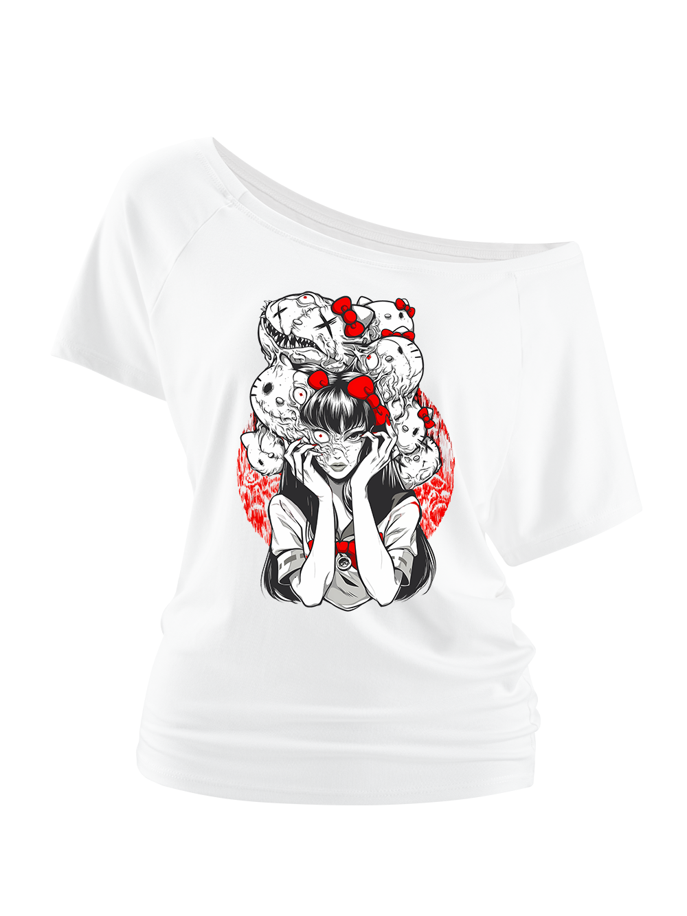 TOMIE AND HELLO KITTY OFF SHOULDER TSHIRTS