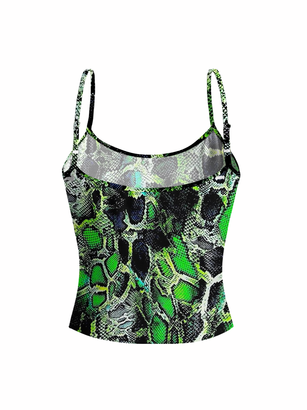 GREEN SNAKESKIN FULL-PRINT SPAGHETTI-STRAP TOP