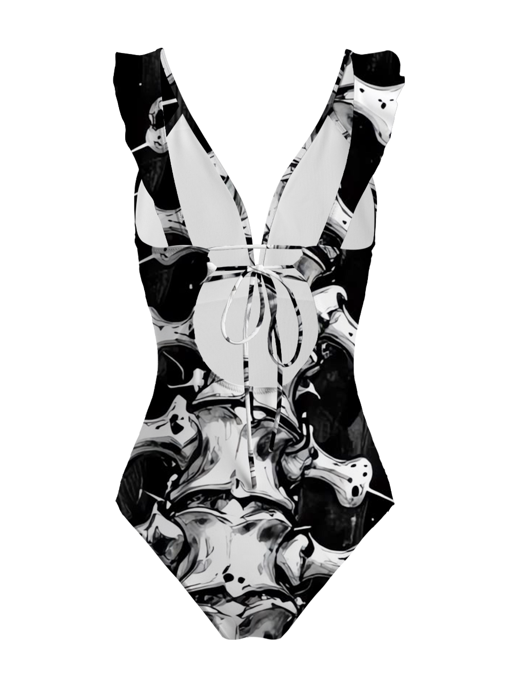 BONE SPINE V-NECK ONE PIECE SWIMSUIT