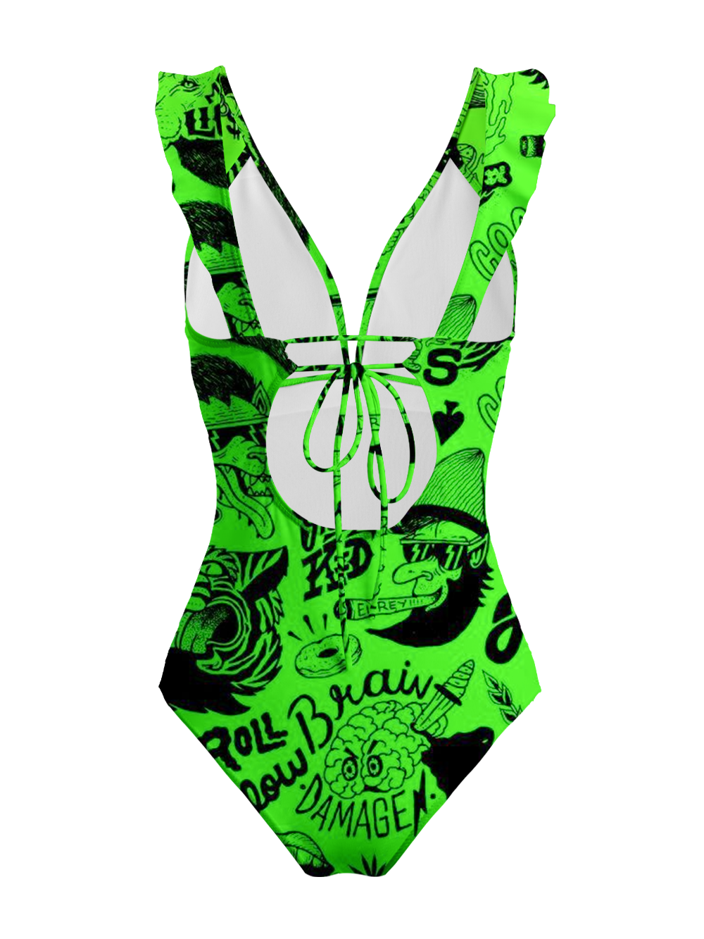 ACID DOODLES V-NECK ONE PIECE SWIMSUIT