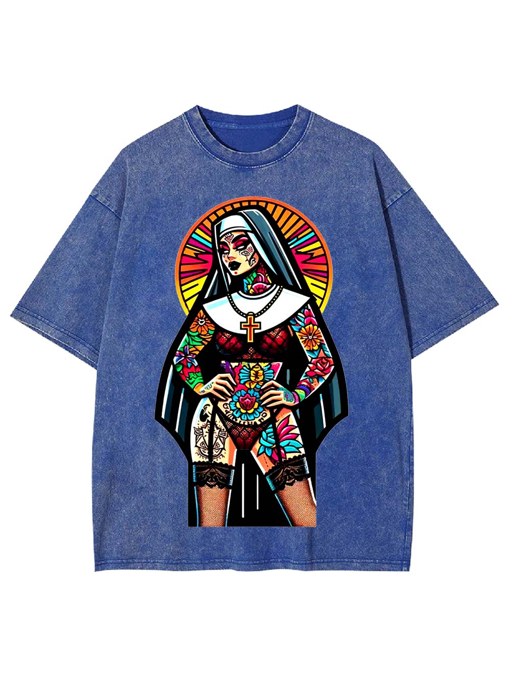 Tattooed Rebel Nun Washed Tshirt