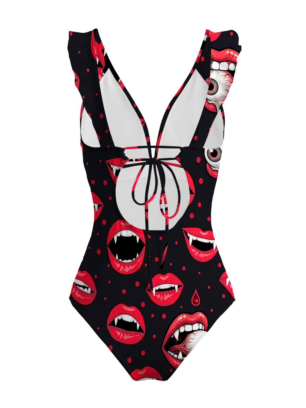 EVIL LIPS V-NECK ONE PIECE SWIMSUIT