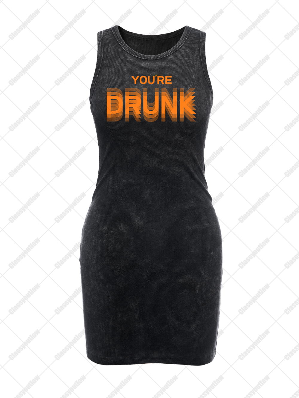 DRUNK VIBES VINTAGE BODYCON TANK DRESS