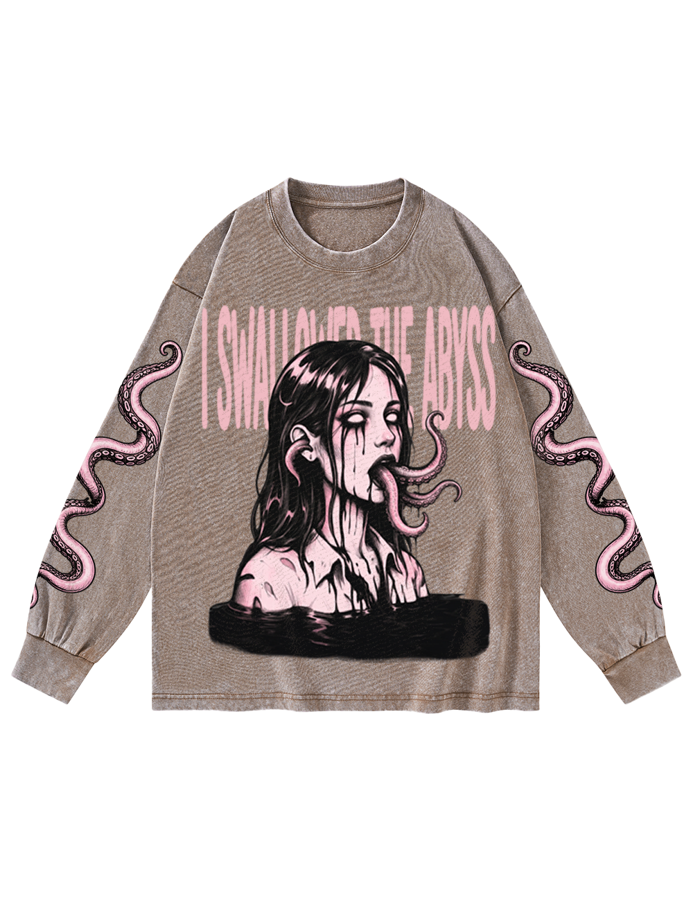 ABYSS TENTACLES WASHED LONG-SLEEVE GRAPHIC TSHIRT