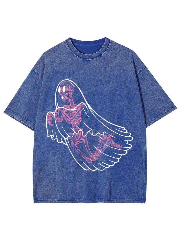 Ghostly Skeleton Veil Washed Tshirt