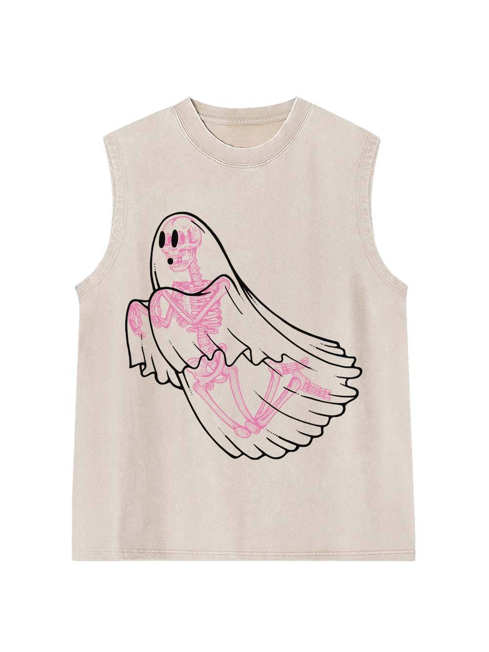 Ghostly Skeleton Veil Washed Tank Top