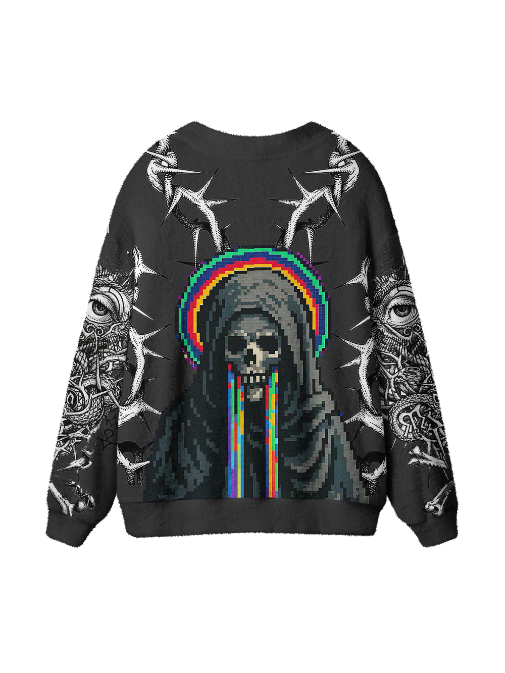 PIXELATED SKULL GOTHIC UGLY CARDIGAN SWEATERS