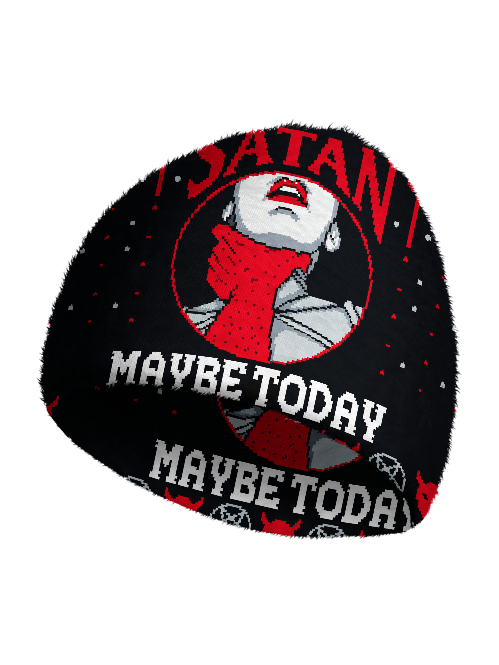 MAYBE TODAY SATAN PRINT KNIT BEANIE