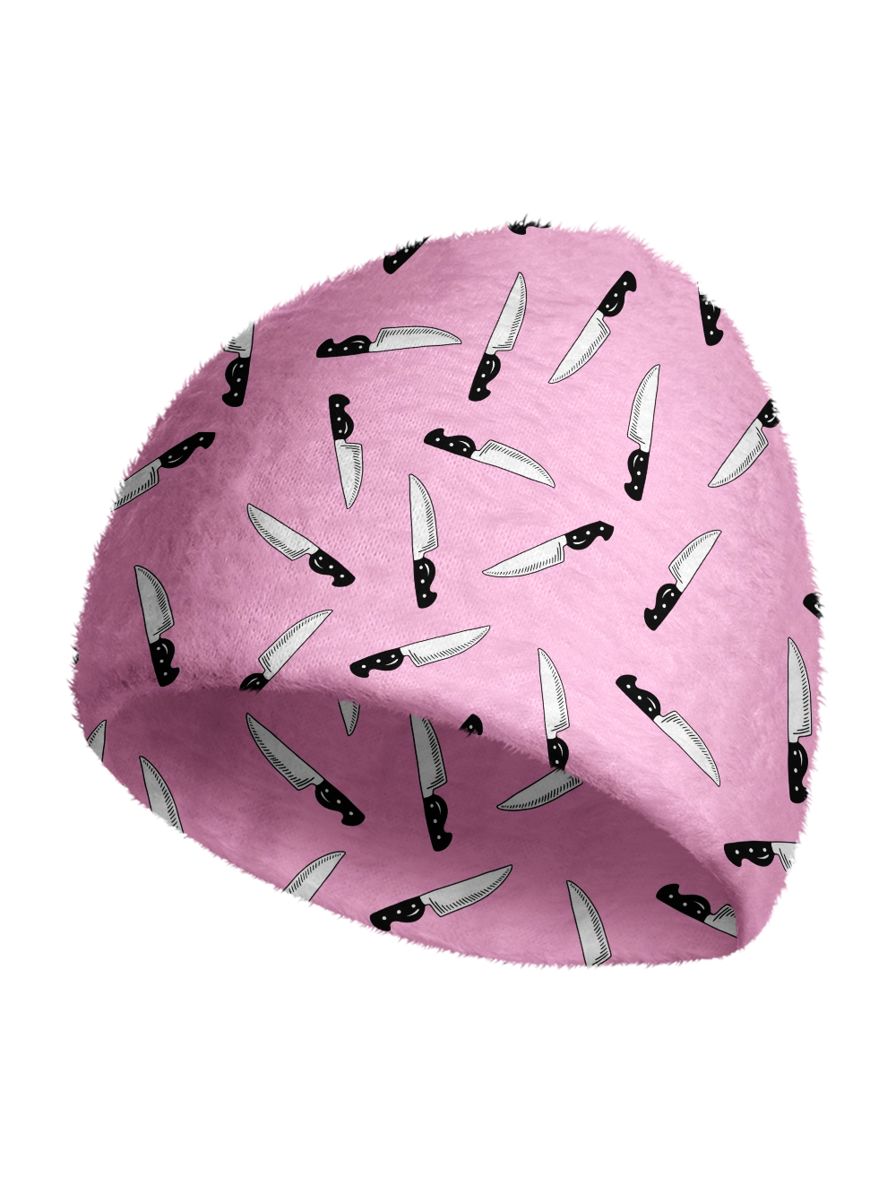 PINK KNIFE PRINT KNIT BEANIE