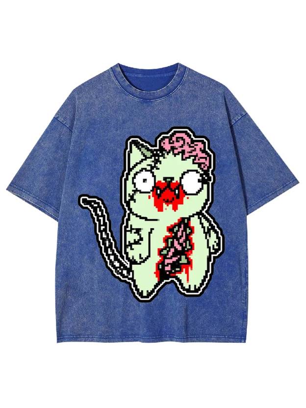 Zombie Cat Washed Tshirt