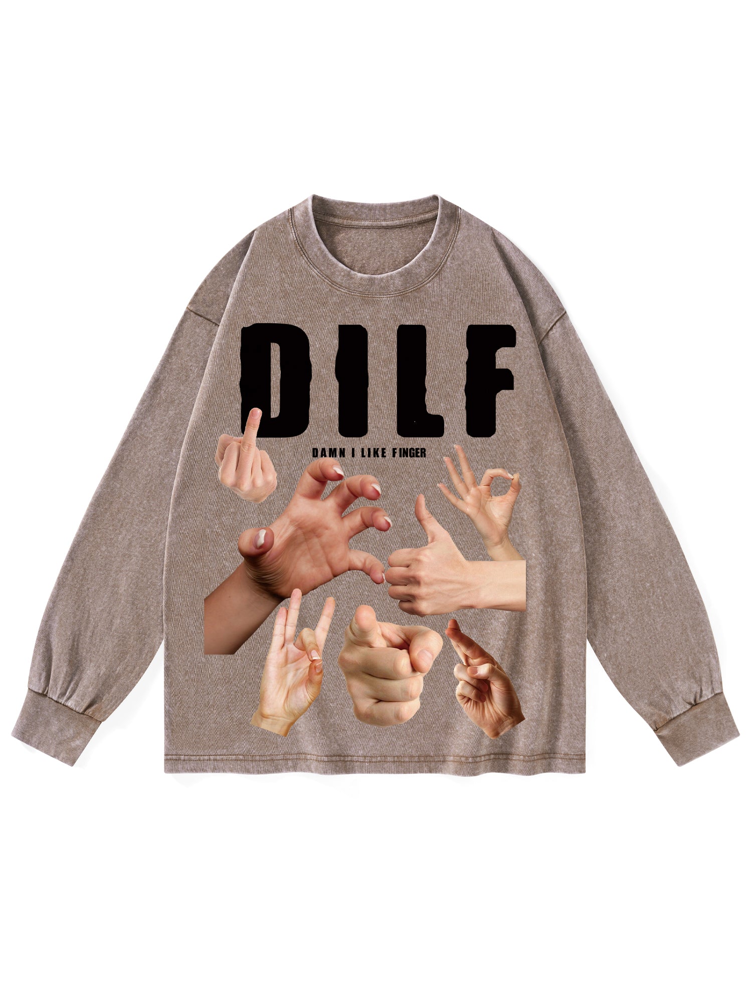 Dilf Washed Long-Sleeve Tshirt-ClassyOutlaw