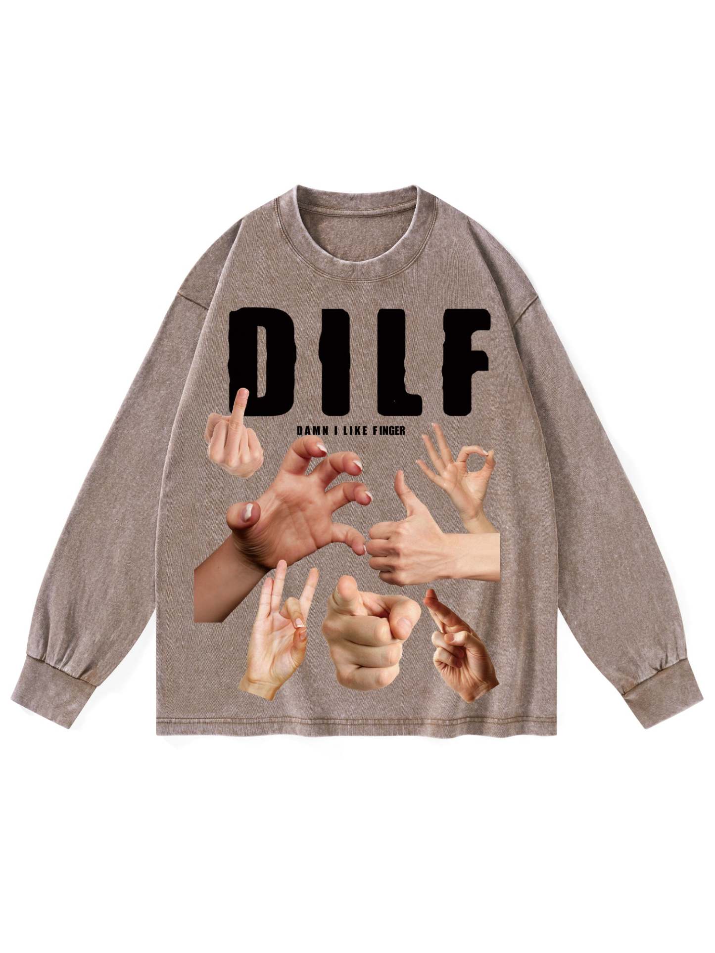Dilf Washed Long-Sleeve Tshirt-ClassyOutlaw