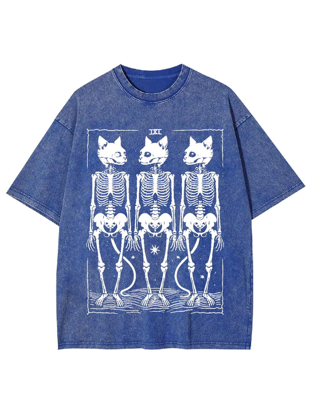 Feline Skeleton Trio Washed Tshirt