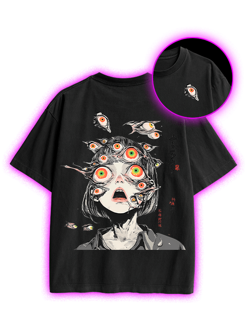 Multitude Of Gazes Double Sided Print Washed Tshirt-ClassyOutlaw Sale