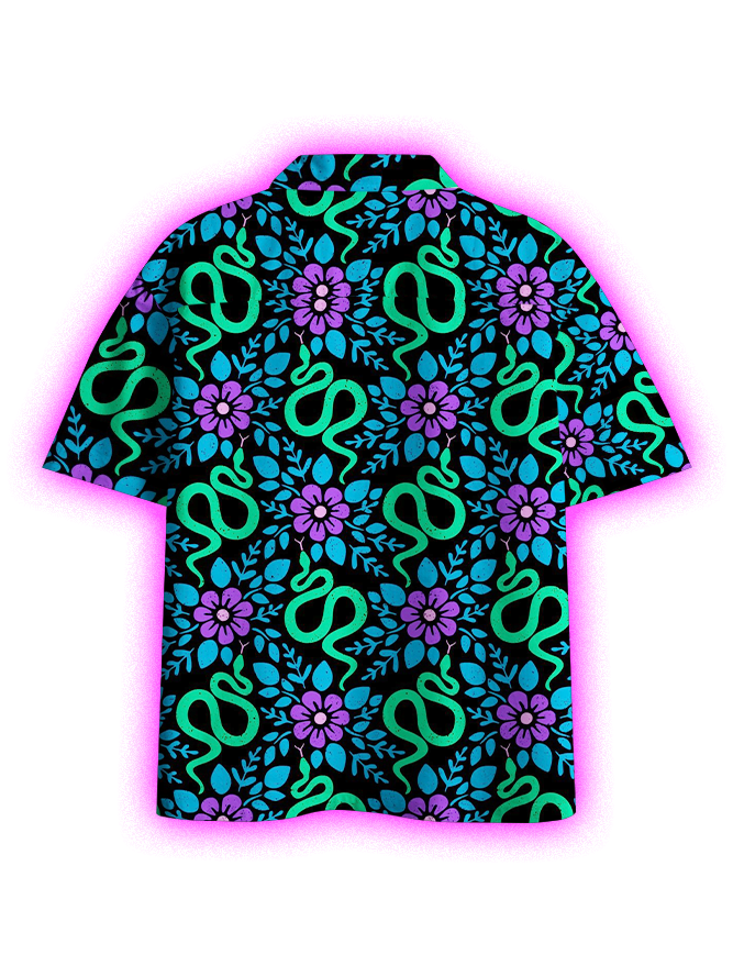 Serpents And Blooms Button Up Pocket Shirt