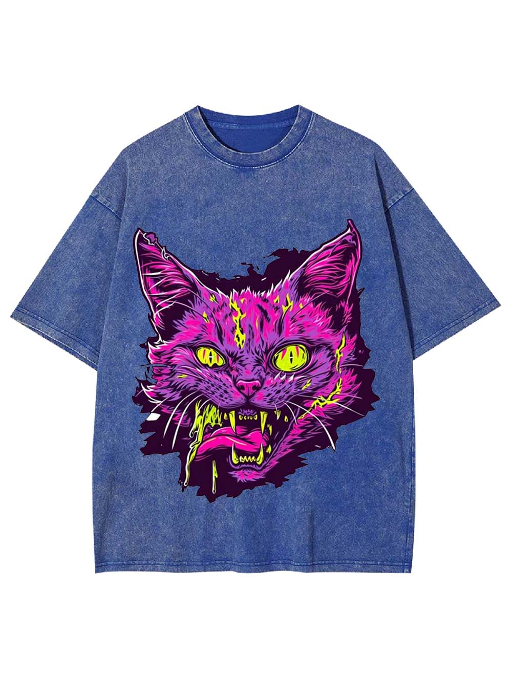 Neon Fury Cat Washed Tshirt