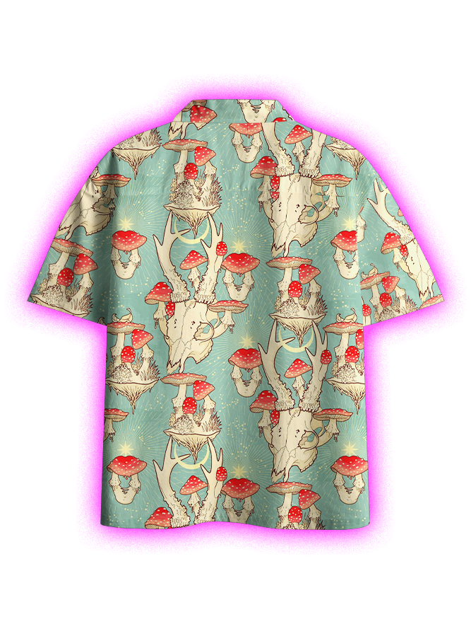 Mystic Mushrooms Button Up Pocket Shirt