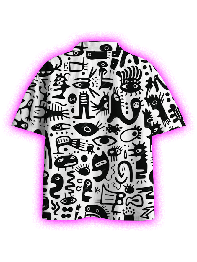 Abstract Eyescape Button Up Pocket Shirt