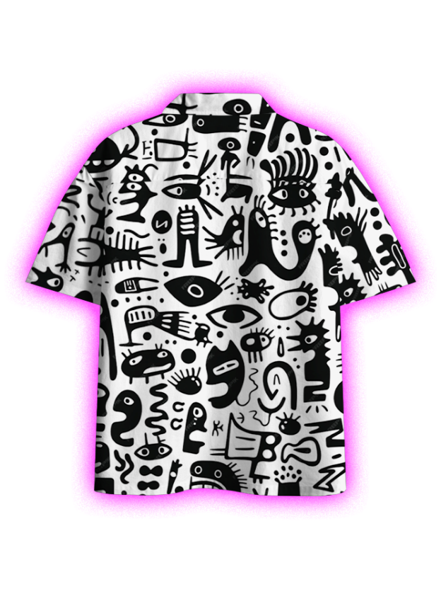 Abstract Eyescape Button Up Pocket Shirt