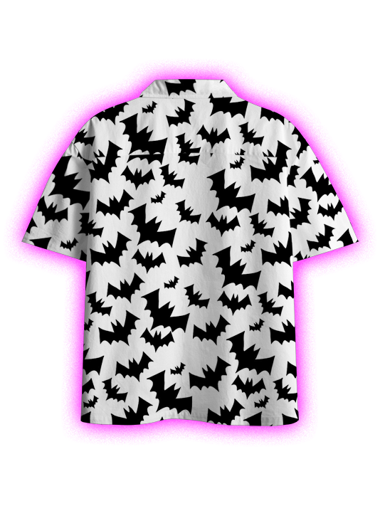 Midnight Bats Pattern Button Up Pocket Shirt