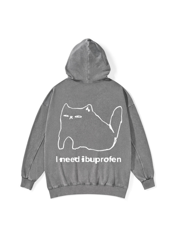 Ibuprofen Cat Washed Hoodie