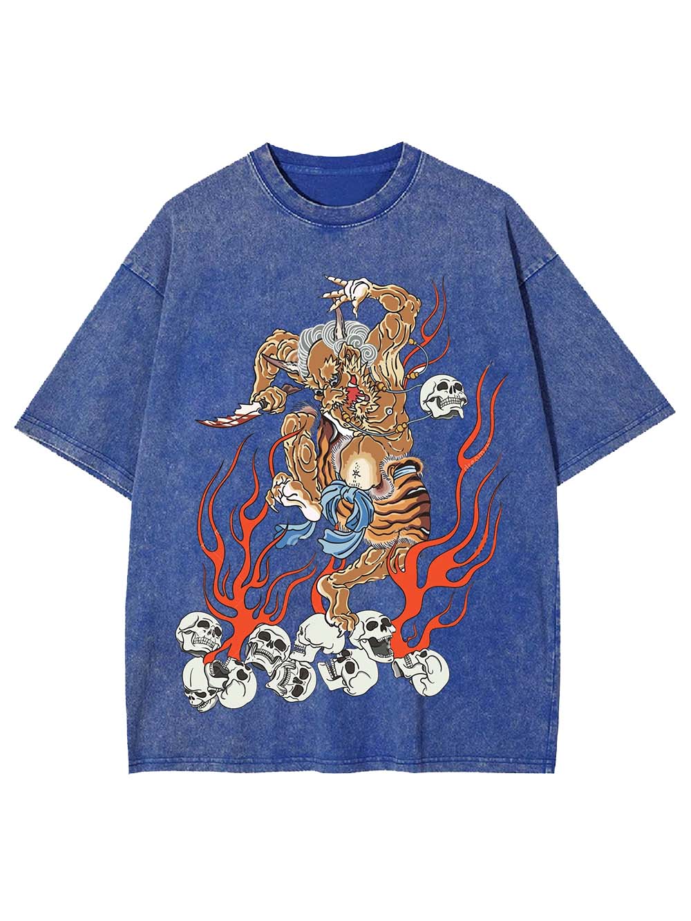 Fiery Demon Warrior Washed Tshirt