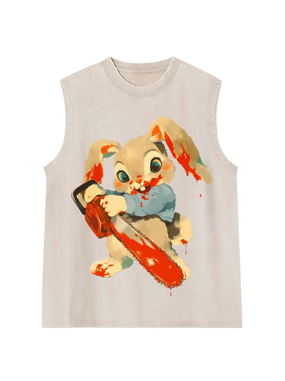 Bloody Bunny with Chainsaw Washed Tank Top