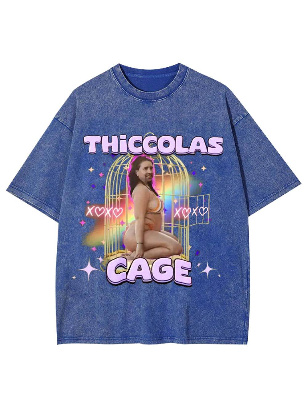 Thiccolas Cage Washed Tshirt Washed Tshirt