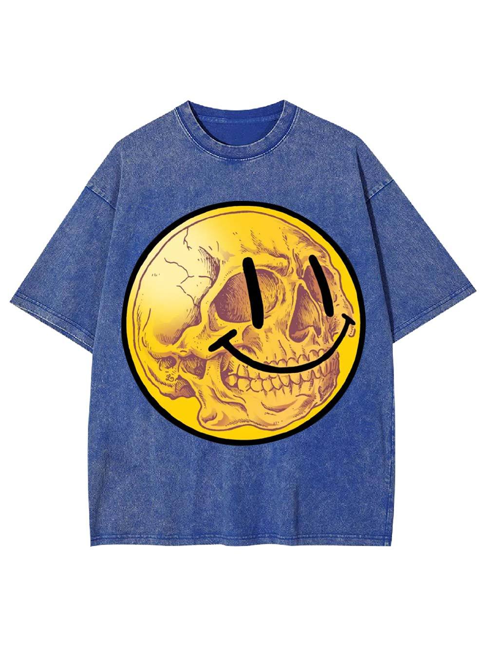 Smiling Skull Face Washed Tshirt