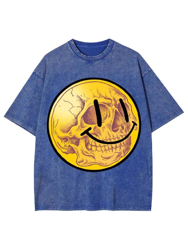 Smiling Skull Face Washed Tshirt