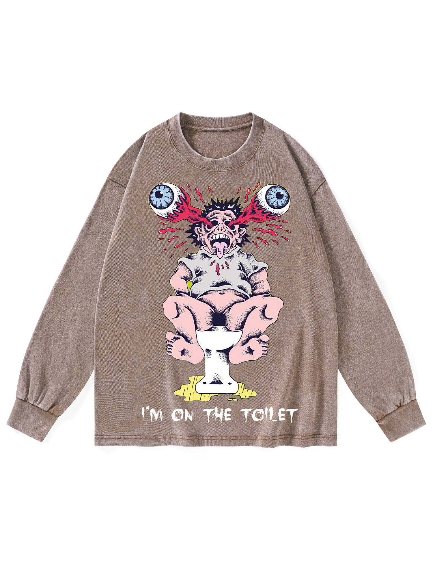 I'm On The Toilet Washed Long-Sleeve Tshirt-ClassyOutlaw