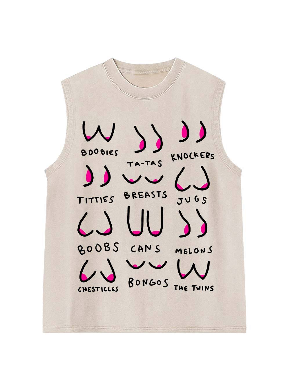 Breasts Slang Washed Tank Top
