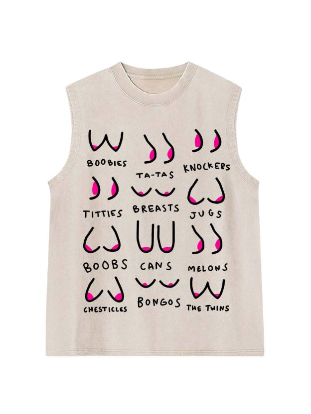 Breasts Slang Washed Tank Top