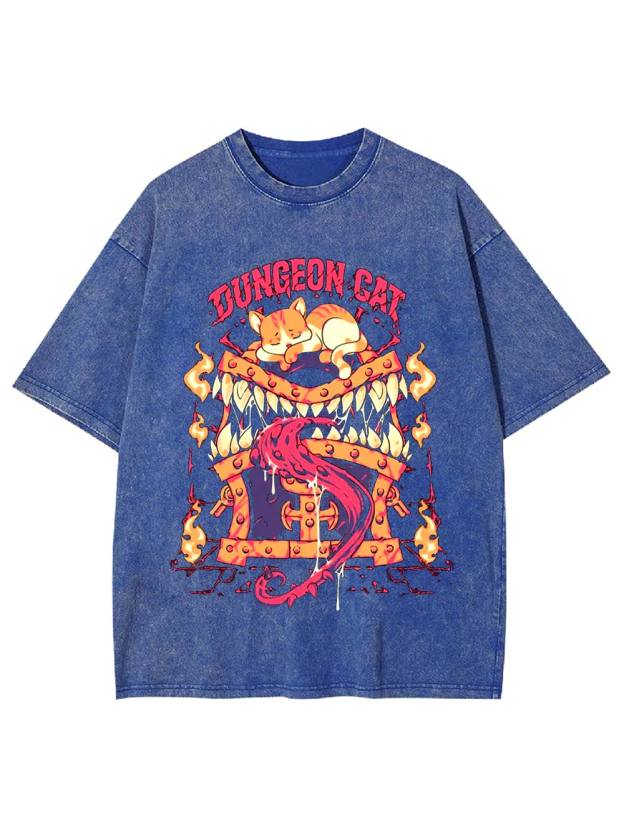 Dungeon Cat Guardian Washed Tshirt